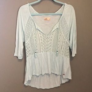 Hollister Light Blue Lacey Top